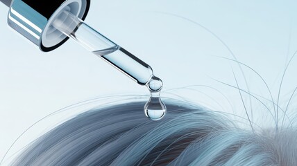 Obraz premium Scalp serum dropper macro precise droplet hair care treatment detail