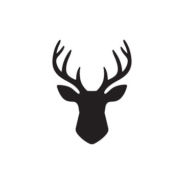 Large whitetail deer head silhouette vector illustration icon design.