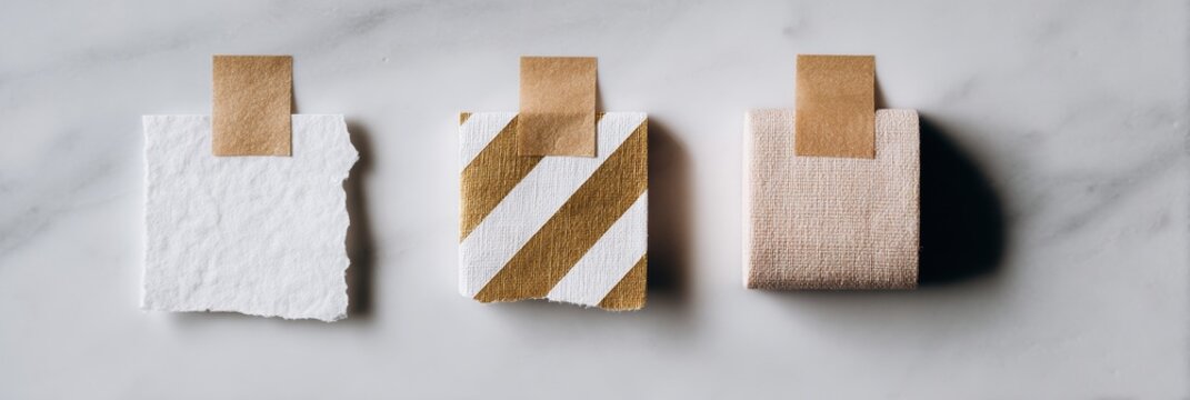 Three Textured Paper Samples with Adhesive