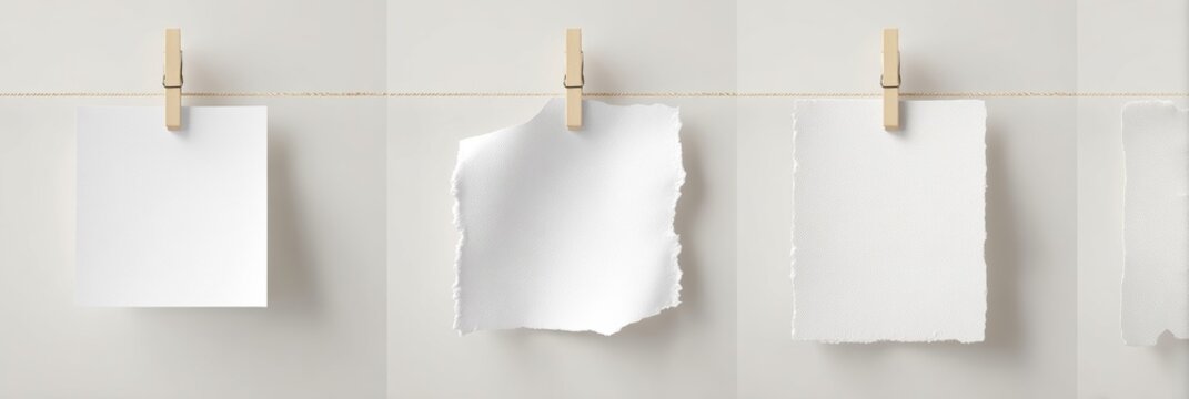 Three Blank Paper Sheets on a String
