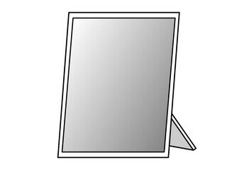 Tabletop Standing Mirror Line Art Illustration for Beauty, Makeup, and Home Interior Use