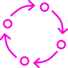 Obraz premium Pink circular flow diagram with arrows and nodes on white background, representing cycle, process, workflow, loop, and continuous improvement.