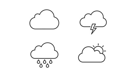 Obraz premium Weather icons set illustrating different conditions for design and communication
