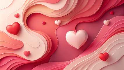 Abstract Red Hearts Background, Valentine&rsquo;s Day Love Concept with Romantic Design, Red Heart Frame Template