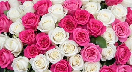 Fototapeta premium Vibrant bouquet of pink and white roses for romantic occasions