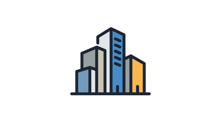 Simple vector illustration of a cityscape with modern buildings.