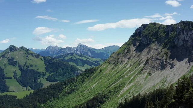 Stunning mountain landscape with lush greenery and blue sky