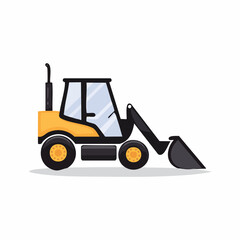 Naklejka premium Flat design concept of a powerful yellow front loader, representing essential construction and civil engineering equipment for material handling and site development
