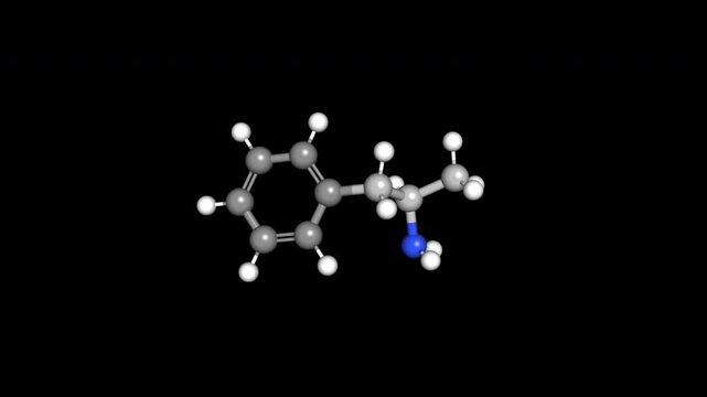 Adderall (Amphetamine) Molecule 3D Model 4K Alpha Loop Chemical Structure