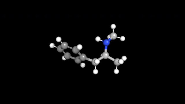 Methamphetamine Molecule 3D Model 4K Alpha Loop Chemical Structure