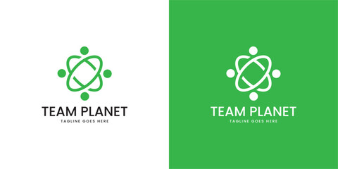 Team Planet Logo Design with Global Community Symbol