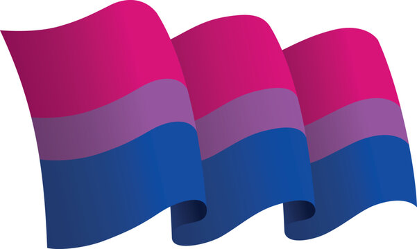 Bisexual pride flag. LGBTQ. Ribbon style flag that conveys a sense of movement and waving effect