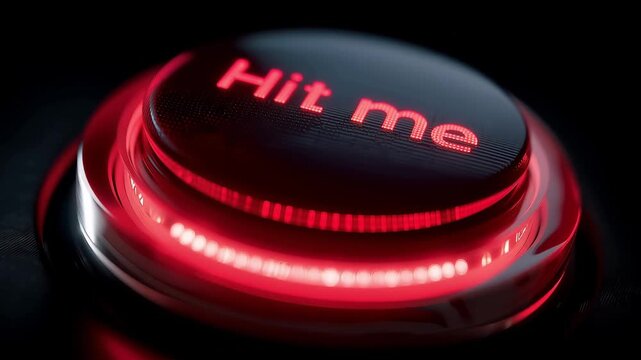 A striking red illuminated button with "Hit me" is waiting to be pressed