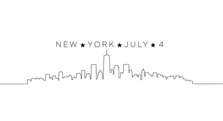New York City skyline vector silhouette, isolated on transparent background, July 4th celebration