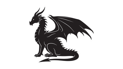 Fototapeta premium Black dragon silhouette vector illustration