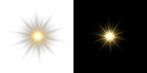 Fototapeta premium Overlay sun, Sunrays.sunlight with sun glare. Overlay, Sun rays and glare, Sun, sunrays,lens flare, light leaks and glare in PNG format.