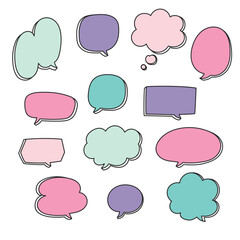 立体感のある手描き吹き出しセット【ピンク系】