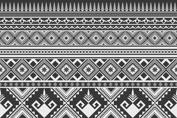 Vintage Native Black and white Abstract Geometric Ethnic Pattern.