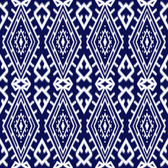 Illustration of Blue and white Geometric Abstract Ethnic Pattern.