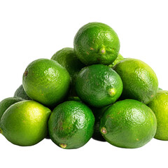 a pile of limes on a white background
