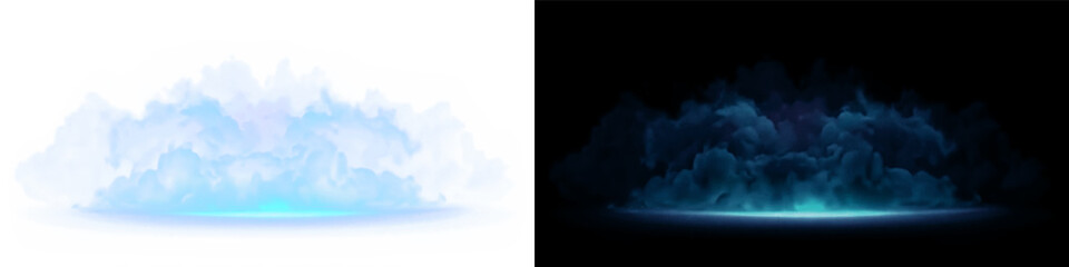 Blue drifting smoke overlay PNG transparent background soft mist element © MIKHAYLO