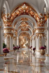 Fototapeta premium Luxury golden palace interior high resolution picture