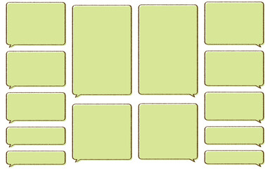 Web風。手描き風のいろんなサイズのシンプルな四角いフキダシセット。