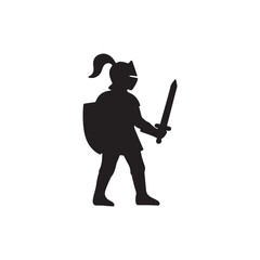 Royal Knight silhouette vector icon isolated on white background.