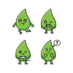 Cartoon leaf characters showing different emotions and reactions