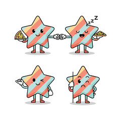Cartoon stars with different emotions and actions in a playful illustration style