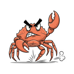Angry cartoon crab with raised claw and aggressive expression © Designer Orchi