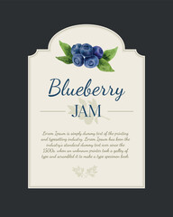 Blueberry Hand drawn design. Vectorized watercolor illustrations. with leaves for poster, prints, menu, label, card or textile