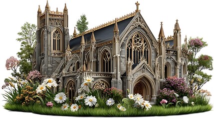 Obraz premium Majestic medieval church facade high resolution picture