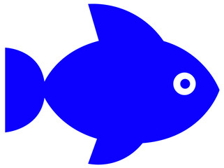 Obraz premium Blue Silhouette of Fish Icon Isolated on Transparent PNG