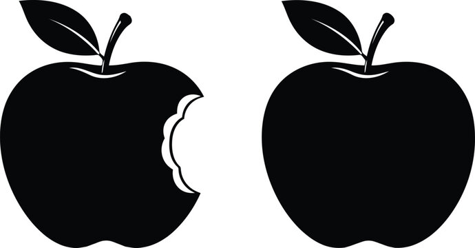 Black apple with bite taken out