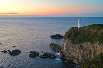早朝の足摺岬灯台　高知県土佐清水市