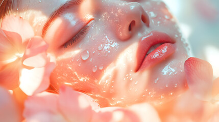 Fototapeta premium Morning Dew and Sunlight on Semi-transparent Face Mask