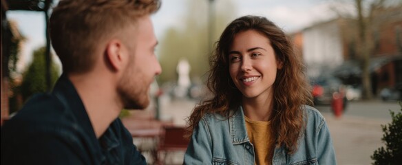 Obraz premium couple relishing a sunny afternoon during a romantic outdoor date