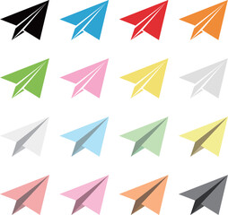 紙飛行機　アイコン　セット