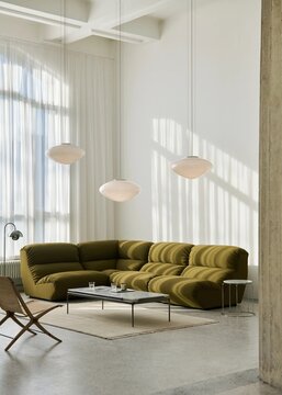 Modern luxury apartment interior in minimal scandinavian style, 3d rendering
