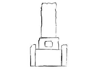 古びた日本式のお墓・アナログ質感の墓石アイコン・手書き風の供養・仏事・終活や先祖供養