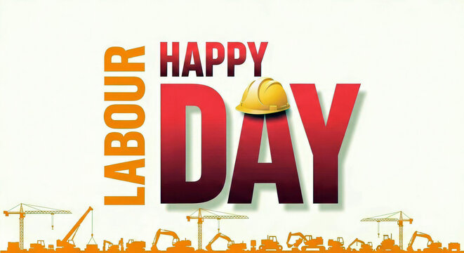 Happy labour day celebration with construction theme