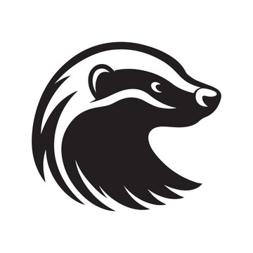 honey badger vector silhouette clip art logo design illustration. abstract honey badger icon collection
