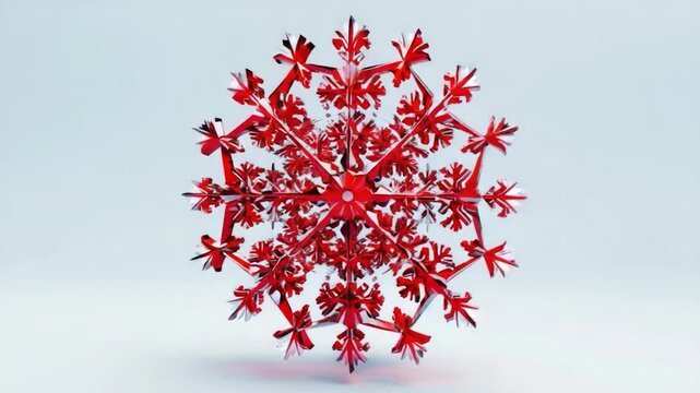 A unique arrangement of red flowers forming a snowflake shape, ideal for winter-themed designs or botanical s