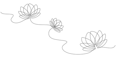 continuous line of lotus flowers for Vesak Day eps 1