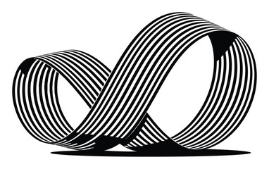 Abstract Infinity Symbol with Black and White Stripes and Shadow