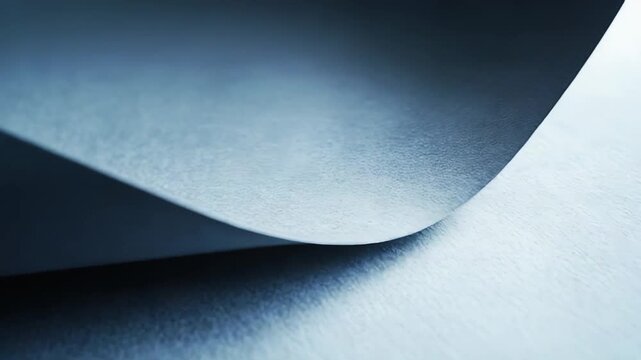 Blue textured surface with a subtle paper curl creating a soft shadow and smooth gradient, offering a minimalist background with flowing lines and gentle light