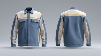 Blue and beige casual jacket front and back