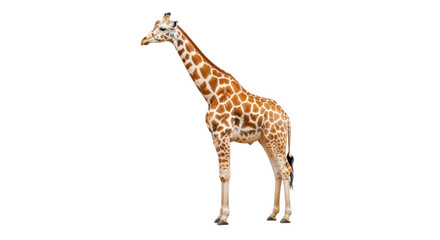 Naklejka premium Isolated giraffe standing elegantly, with a distinctive pattern of spots, an impressive animal