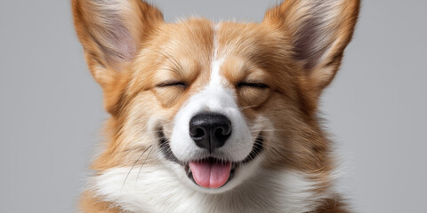 Happy smiling Corgi dog close-up